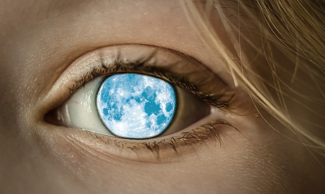 Photo d'un oeil bleu reflétant la planète